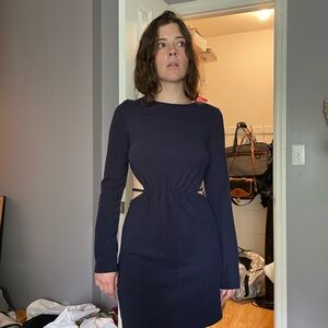 4th and Reckless Blue Long Sleeve Sheath Dress with Cutout Details